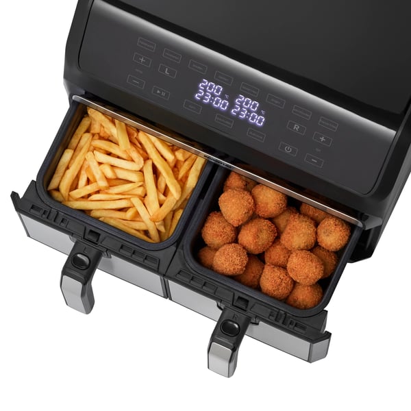 Inventum GF800HLD fritös Dubbel 8 l Fristående 1700 W Varmluftsfritös Svart, Rostfritt stål