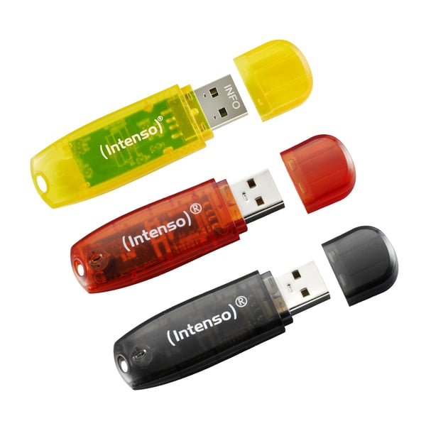 Intenso Rainbow 3x32GB Yellow/Red/Black USB-nøgle USB Type-A 2.0 Transparent