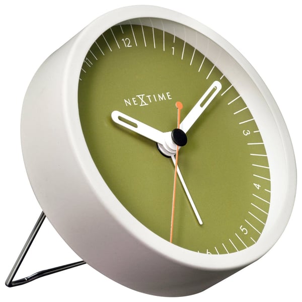 Miniatyrbillede 6 af 8: NeXtime Small Mekanisk vækkeur Grøn, Hvid