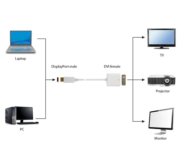 Gembird A-DPM-DVIF-002-W videokabel adapter 0,1 m DisplayPort DVI Hvid