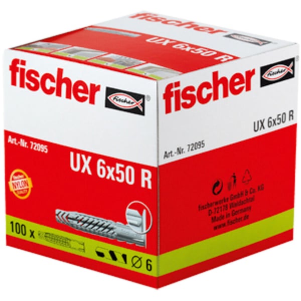 Miniatyrbillede 3 af 7: Fischer 72095 skrueanker og vægudtag 100 stk Vægstik 50 mm