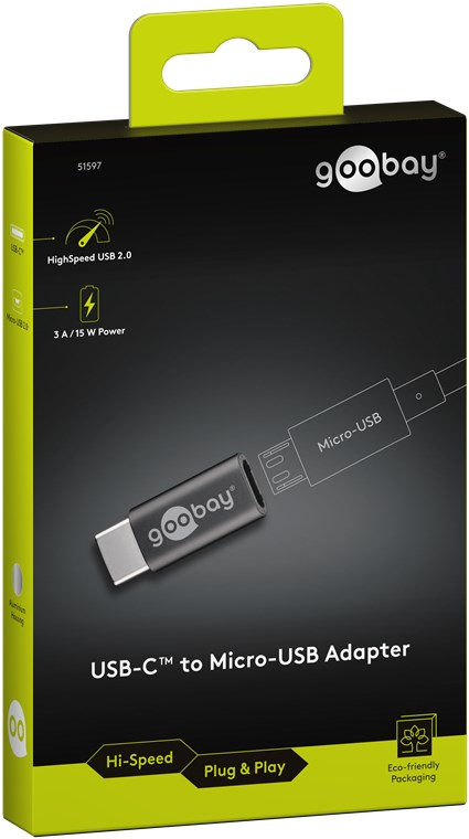 Goobay 51597 kabel kønsskifter USB-C Micro-USB 2.0 Grå