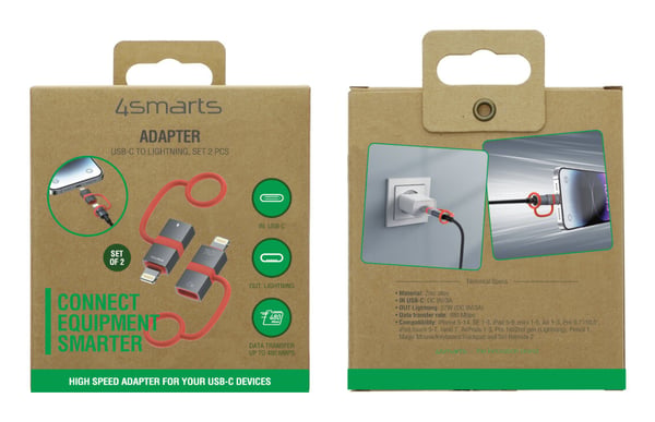 4smarts 541522 videokaapeli-adapteri Lightning USB Type-C Harmaa, Oranssi