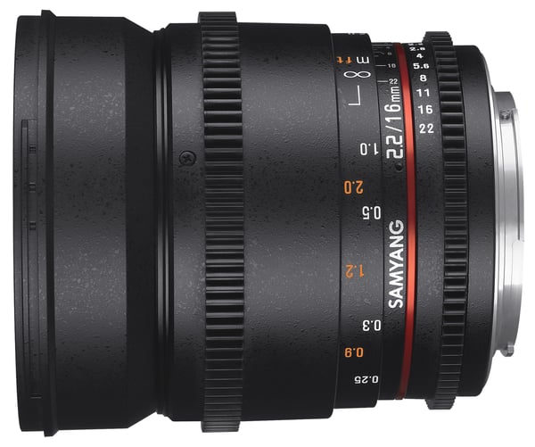 Samyang 16mm T2.2 VDSLR ED AS UMC CS II SLR Sort