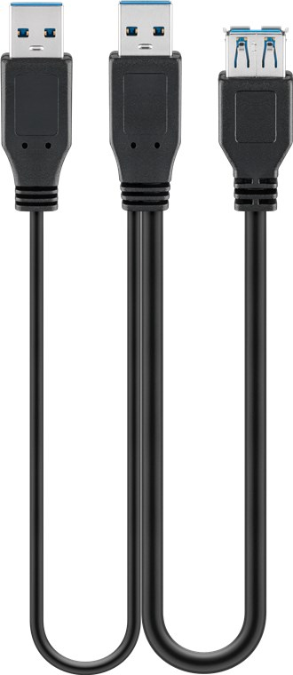 Miniatyrbillede 1 af 2: Goobay USB 3.0, 0.3 m USB-kabel USB 3.2 Gen 1 (3.1 Gen 1) 0,3 m USB A 2 x USB A 5 Gbit/sek. Sort