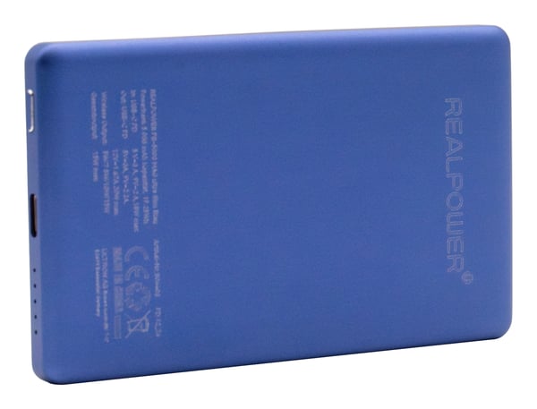 RealPower PB-5000 MAG 5000 mAh Trådløs opladning Blå