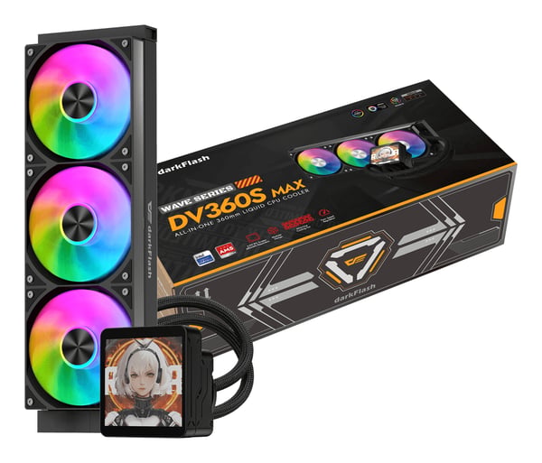 Miniatyrbillede 4 af 8: darkFlash DV360S MAX Processor Alt-i-en væskekøler 12 cm Sort 1 stk