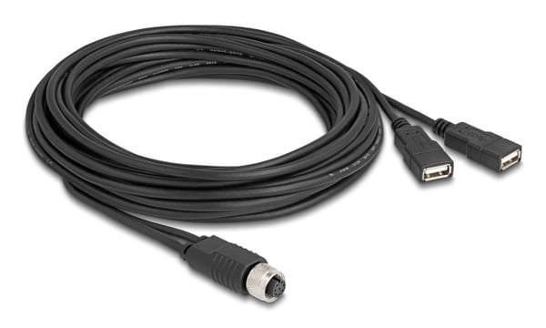 Pikkukuva 1 / 2: DeLOCK 60652 anturin ja säätimen johto 5 m M12 2 x USB Type-A Musta