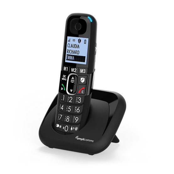 amplicomms BigTel 1500 DECT-telefon Namn och uppringnings-ID Svart