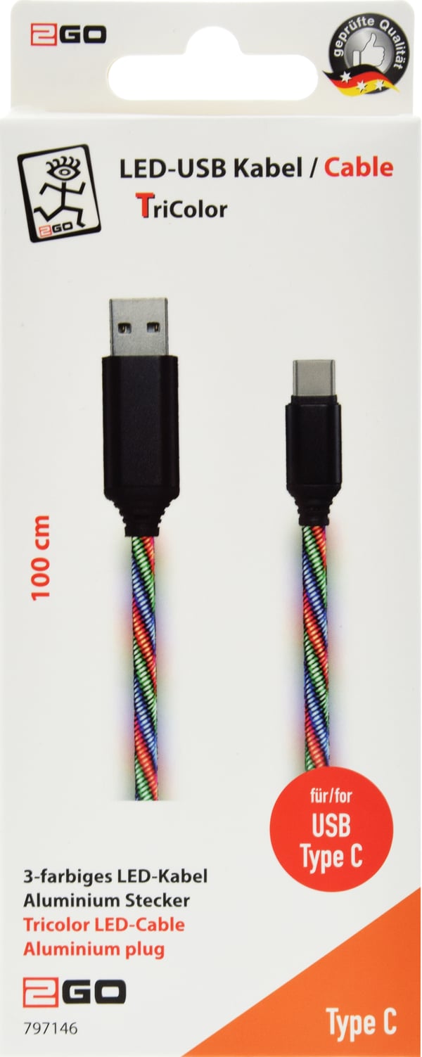 Miniatyrbild 2 av 2: 2GO 797146 USB-kablar 1 m USB B USB C Multifärg