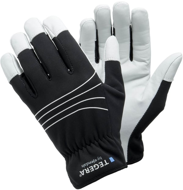 Miniatyrbillede 1 af 2: Ejendals TEGERA 294 Værkstedshandsker Sort, Hvid Latex, Læder, Polyester