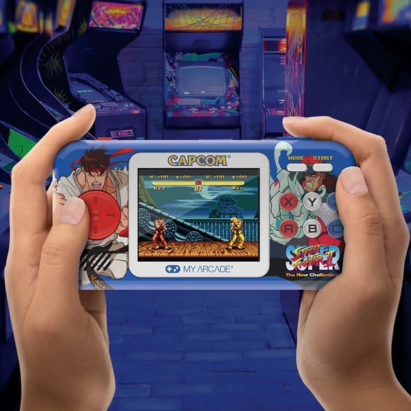 Miniatyrbillede 3 af 4: My Arcade Pocket Player Pro + Travel Case Super Street Fighter II bærbar spilkonsol 6,98 cm (2.75") Blå, Gul