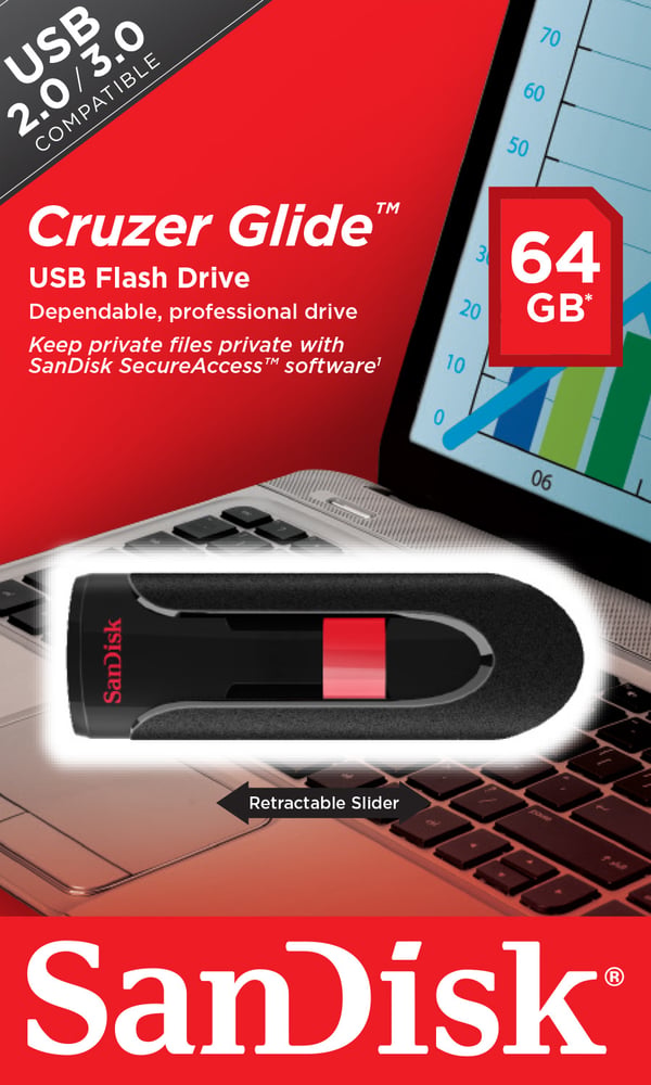 SanDisk Cruzer Glide - USB-flashdrev - 64 GB