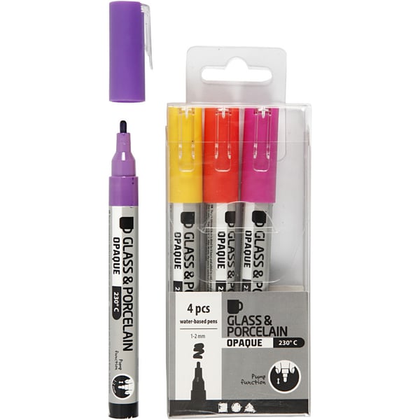 Creativ Company 31335 tussi 4 kpl Pyöreä pää Vaaleanpunainen, Purppura, Punainen, Keltainen