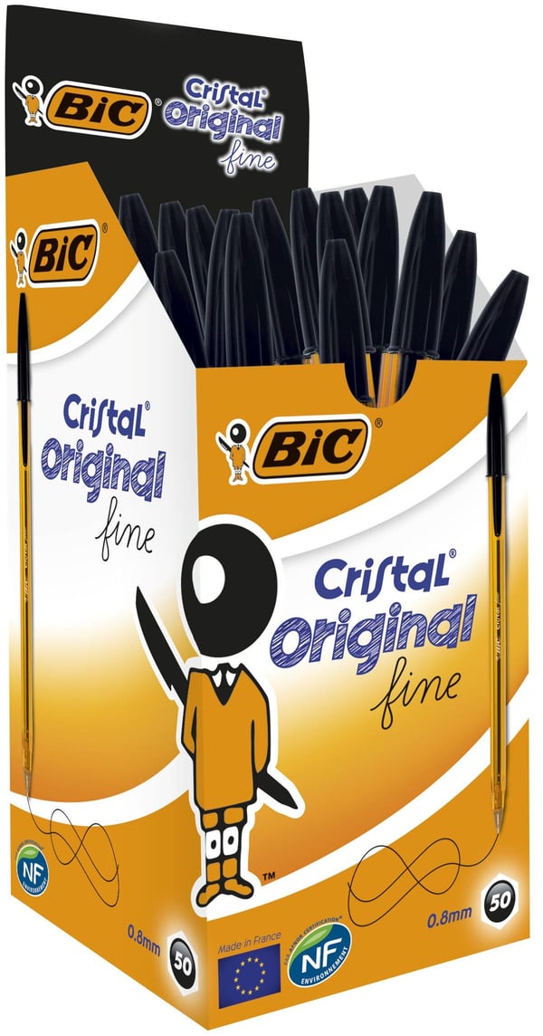 Miniatyrbild 1 av 2: BIC 872731 kulspetspennor Svart Kulspetspenna, pinnformad Fin 50 styck