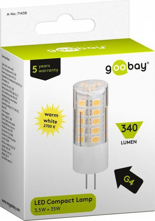 Goobay 71438 LED-lamppu Lämmin valkoinen 2700 K 3,5 W G4 F