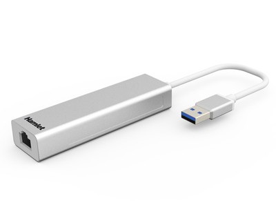 Hamlet XHUB330LAN kannettavien tietokoneiden telakka ja porttitoistin USB 3.2 Gen 1 (3.1 Gen 1) Type-A Hopea