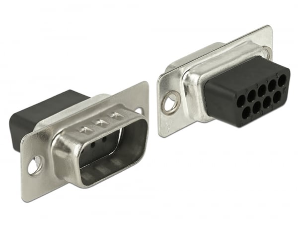 DeLOCK 66166 kabel kønsskifter Sub-D Rj-45 Sort, Rustfrit stål