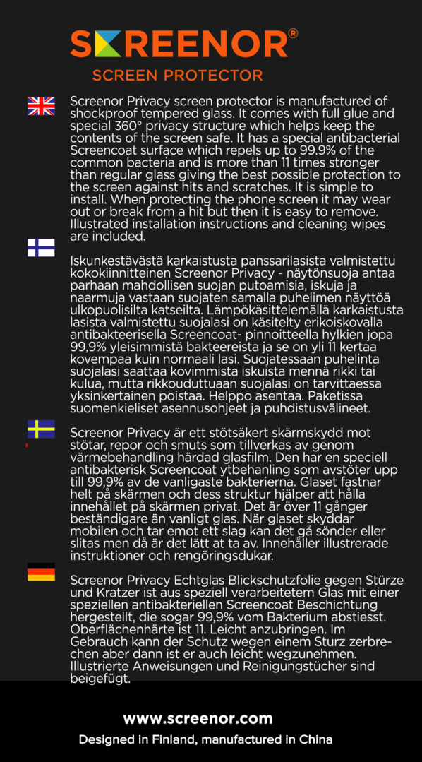 Screenor 15061SN Matkapuhelimen näyttö- ja taustasuoja Näytön yksityisyydensuoja Apple 1 kpl