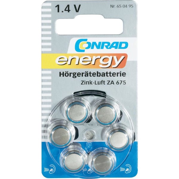 Miniatyrbillede 1 af 2: Conrad 650495 husholdningsbatteri Engangsbatteri Zink-luft