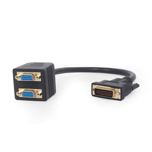 Miniatyrbillede 1 af 2: Gembird A-DVI-2VGA-01 videokabel adapter 0,3 m DVI-I 2 x VGA (D-Sub) Sort