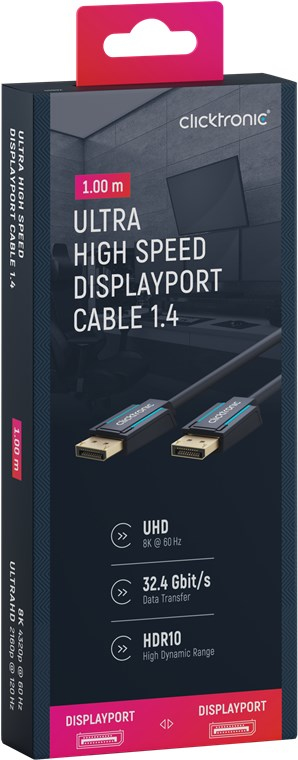 Pikkukuva 4 / 7: ClickTronic 40992 DisplayPort-kaapeli 1 m Musta