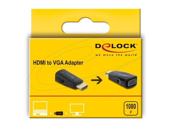 DeLOCK 61082 kabelomvandlare (hane/hona) HDMI VGA Svart