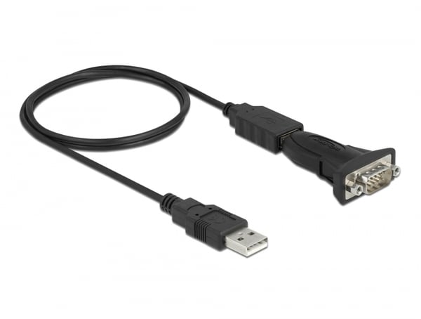 DeLOCK 61506 kabelomvandlare (hane/hona) USB A RS-232 Svart