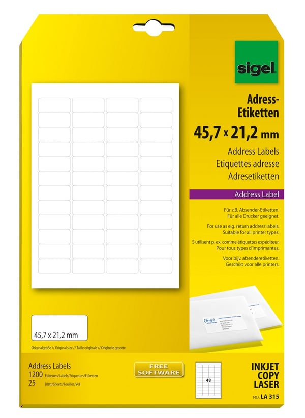 Miniatyrbild 1 av 3: Sigel LA315 adressetiketter Vit