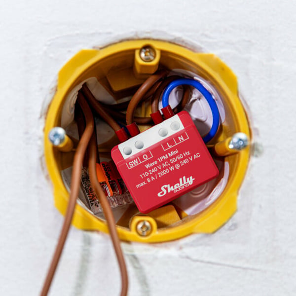 Miniatyrbillede 5 af 6: Shelly Qubino Wave 1PM Mini Intelligent kontakt Rød