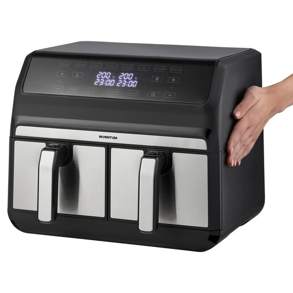 Inventum GF800HLD fritös Dubbel 8 l Fristående 1700 W Varmluftsfritös Svart, Rostfritt stål