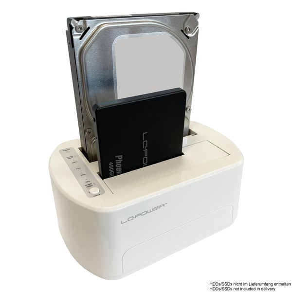 Pikkukuva 2 / 8: LC-Power LC-DOCK-U3-VI tallennusaseman telakointiasema USB 3.2 Gen 1 (3.1 Gen 1) Type micro-B Valkoinen