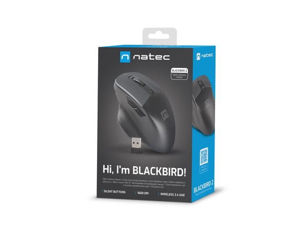 Miniatyrbillede 4 af 6: NATEC BlackBird 2 mus Kontor Ambidextrous RF trådløst IR LED 1600 dpi