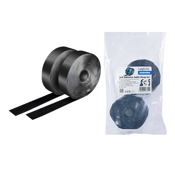 LogiLink KAB0080 nippuside Velcro cable tie Musta 2 kpl