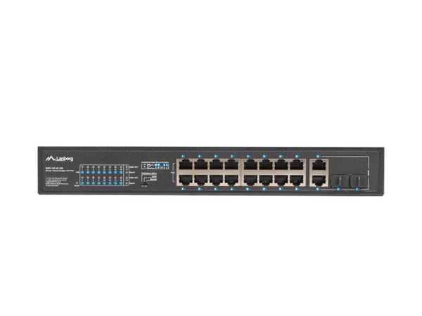 Miniatyrbild 6 av 7: Lanberg RSFE-16P-2C-250 nätverksswitchar Ohanterad Gigabit Ethernet (10/100/1000) Strömförsörjning via Ethernet (PoE) stöd 1U Svart