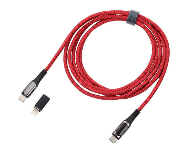 Pikkukuva 4 / 5: TROIKA CBL20/RD USB-kaapeli 2 m USB C USB C/Lightning 100 W Punainen