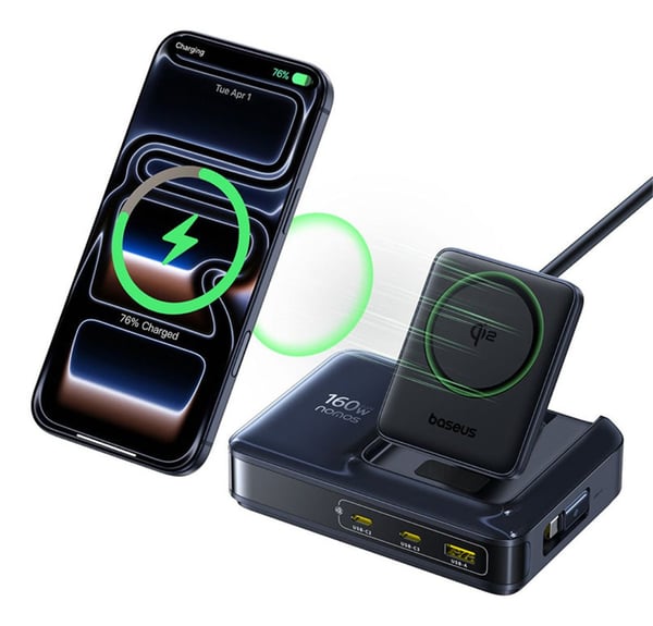 Baseus E0121700 oplader til mobil enhed Universel Sort, Blå USB, Vekselstrøm Trådløs opladning Indendørs
