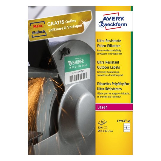 Miniatyrbillede 4 af 5: Avery L7914-40 print etiket Hvid Selvklæbende printeretiket