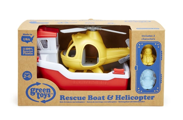 Miniatyrbild 6 av 7: Green Toys Rescue Boat & Helicopter Badbåt Blå, Röd, Vit, Gul