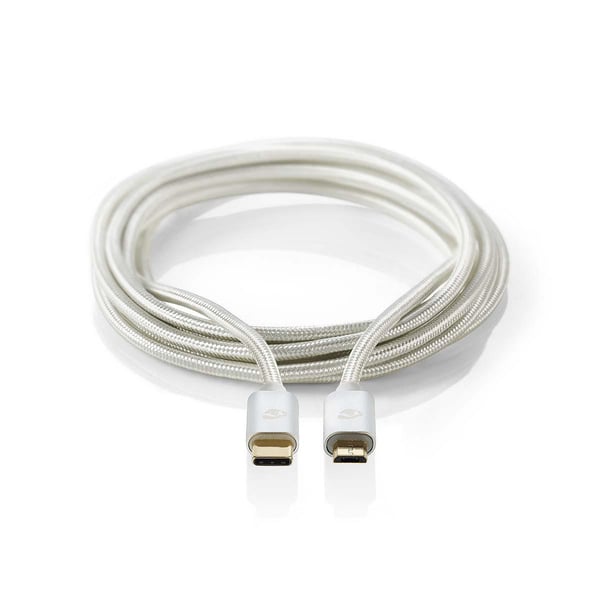 Nedis CCTB60650AL30 USB-kaapeli USB 2.0 3 m Micro-USB B USB C 0,48 Gbit/s Alumiini