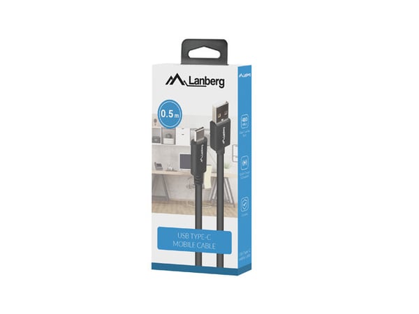 Lanberg CA-USBO-15CU-0005-BK USB-kablar USB 2.0 0,5 m USB A USB C 0,48 Gbit/s Svart