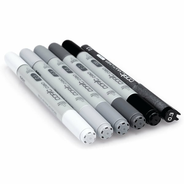 Miniatyrbillede 4 af 8: Copic Ciao 5+1 Set Cool Grey speedmarker 6 stk Mejsel/børstespids Grå, Lys grå