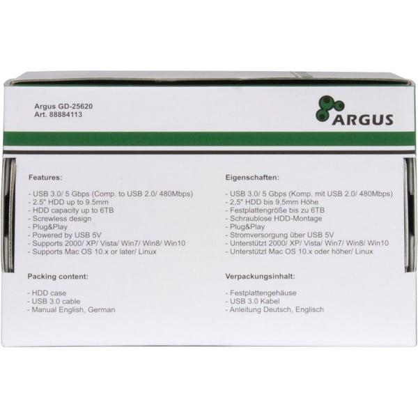 Inter-Tech HD-25620 HDD-hölje Svart, Vit 2.5"
