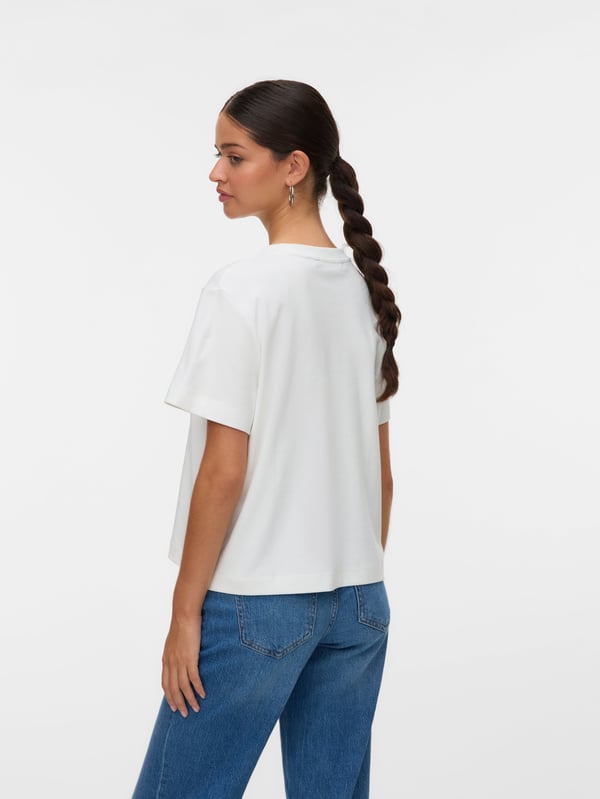 Vero Moda VMSARA T-Shirt Rund halsudskæring Kort ærme Polyester, Elastin