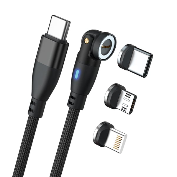 RealPower MagneticCharge 100 USB-kabel 1 m USB C 100 W Sort