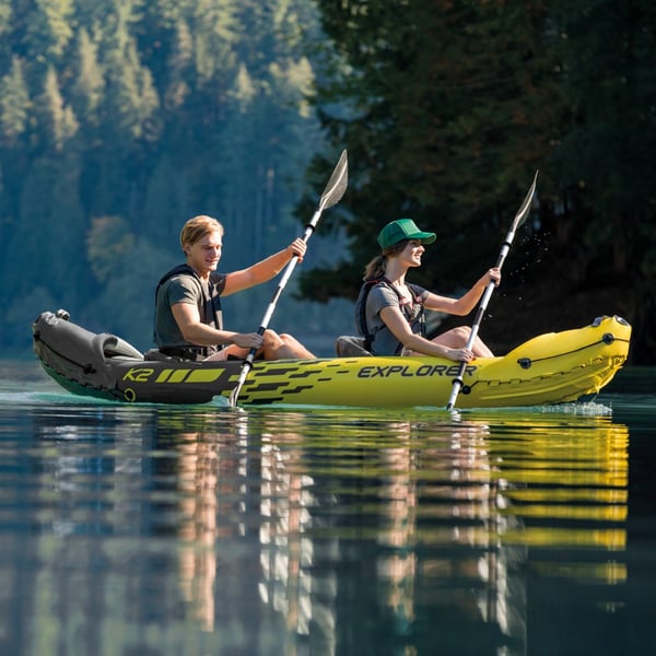 Pikkukuva 5 / 7: Intex Explorer K2 2 henkilö(t) Harmaa, Keltainen Polyvinyylikloridi (PVC) Puhallettava kajakki