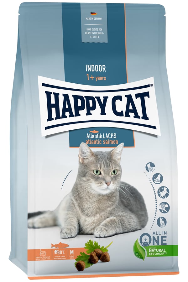 Miniatyrbillede 1 af 2: Happy Cat 70589 tørfoder til kat 4 kg Voksen Laks