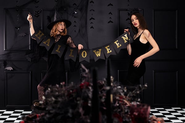 Halloween-banderoll, svart, 20x175 cm