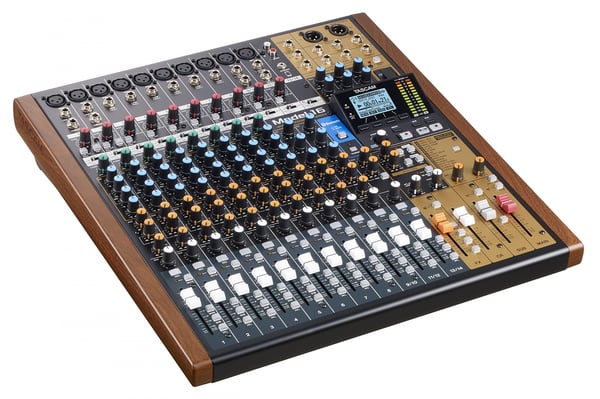 Tascam MODEL 16 ljudmixbord 16 kanaler 20 - 30000 hz Svart, Guld, Trä