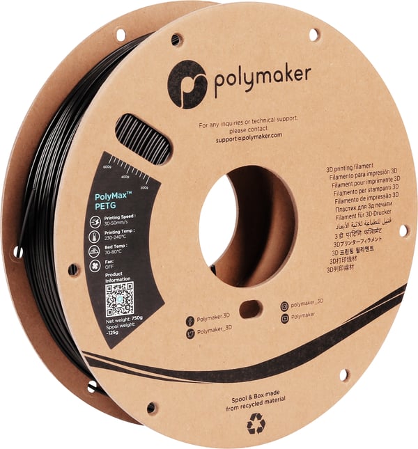 Polymaker PB02001 3D print materiale Polyethylenterephthalatglycol (PETG) Sort 750 g